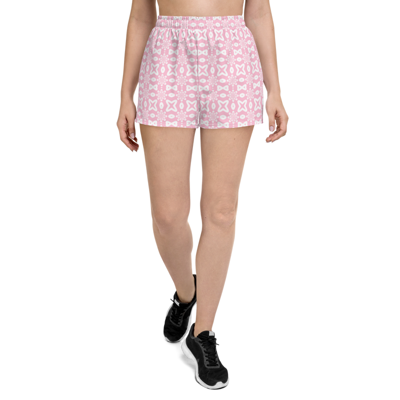 Product name: Recursia Modern MoirÃ© V Women's Athletic Short Shorts In Pink. Keywords: Athlesisure Wear, Clothing, Men's Athletic Shorts, Print: Modern MoirÃ©