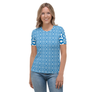 Product name: Recursia Modern MoirÃ© V Women's Crew Neck T-Shirt In Blue. Keywords: Clothing, Print: Modern MoirÃ©, Women's Clothing, Women's Crew Neck T-Shirt
