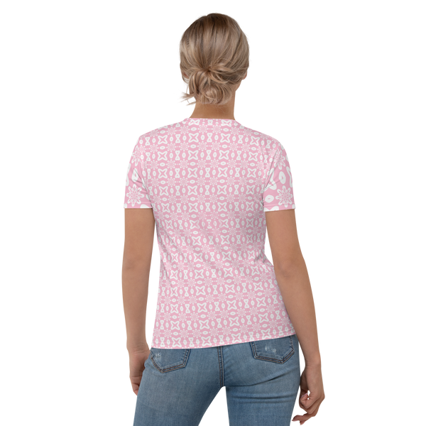 Product name: Recursia Modern MoirÃ© V Women's Crew Neck T-Shirt In Pink. Keywords: Clothing, Print: Modern MoirÃ©, Women's Clothing, Women's Crew Neck T-Shirt
