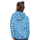 Product name: Recursia Modern MoirÃ© V Women's Hoodie In Blue. Keywords: Athlesisure Wear, Clothing, Print: Modern MoirÃ©, Women's Hoodie, Women's Tops