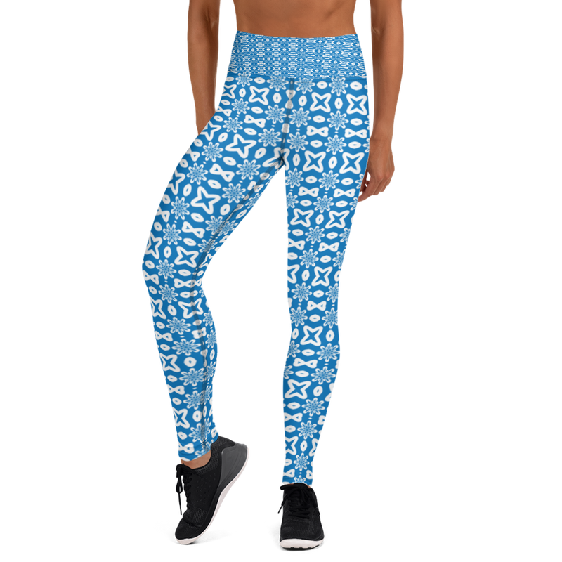Product name: Recursia Modern MoirÃ© V Yoga Leggings In Blue. Keywords: Athlesisure Wear, Clothing, Print: Modern MoirÃ©, Women's Clothing, Yoga Leggings