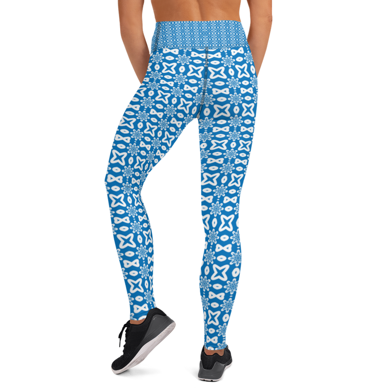 Product name: Recursia Modern MoirÃ© V Yoga Leggings In Blue. Keywords: Athlesisure Wear, Clothing, Print: Modern MoirÃ©, Women's Clothing, Yoga Leggings