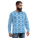 Product name: Recursia Modern MoirÃ© VI Men's Sweatshirt In Blue. Keywords: Athlesisure Wear, Clothing, Men's Athlesisure, Men's Clothing, Men's Sweatshirt, Men's Tops, Print: Modern MoirÃ©