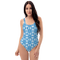 Product name: Recursia Modern MoirÃ© VI One Piece Swimsuit In Blue. Keywords: Clothing, Print: Modern MoirÃ©, One Piece Swimsuit, Swimwear, Unisex Clothing