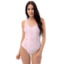Product name: Recursia Modern MoirÃ© VI One Piece Swimsuit In Pink. Keywords: Clothing, Print: Modern MoirÃ©, One Piece Swimsuit, Swimwear, Unisex Clothing