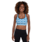 Product name: Recursia Modern MoirÃ© VI Padded Sports Bra In Blue. Keywords: Athlesisure Wear, Clothing, Print: Modern MoirÃ©, Padded Sports Bra, Women's Clothing