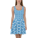Product name: Recursia Modern MoirÃ© VI Skater Dress In Blue. Keywords: Clothing, Print: Modern MoirÃ©, Skater Dress, Women's Clothing