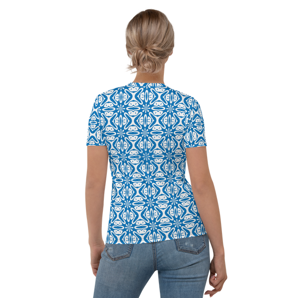 Product name: Recursia Modern MoirÃ© VI Women's Crew Neck T-Shirt In Blue. Keywords: Clothing, Print: Modern MoirÃ©, Women's Clothing, Women's Crew Neck T-Shirt
