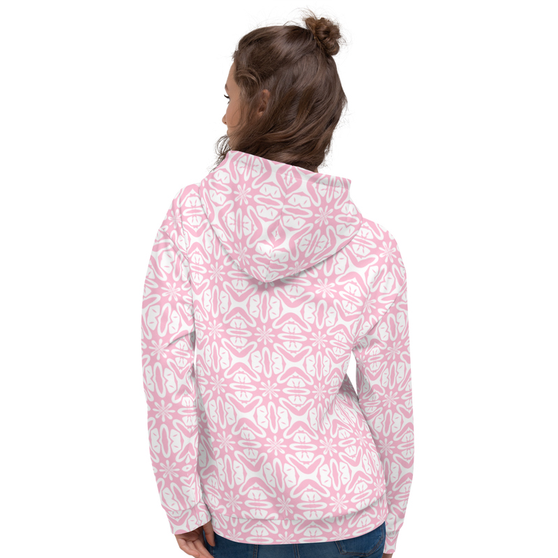Product name: Recursia Modern MoirÃ© VI Women's Hoodie In Pink. Keywords: Athlesisure Wear, Clothing, Print: Modern MoirÃ©, Women's Hoodie, Women's Tops