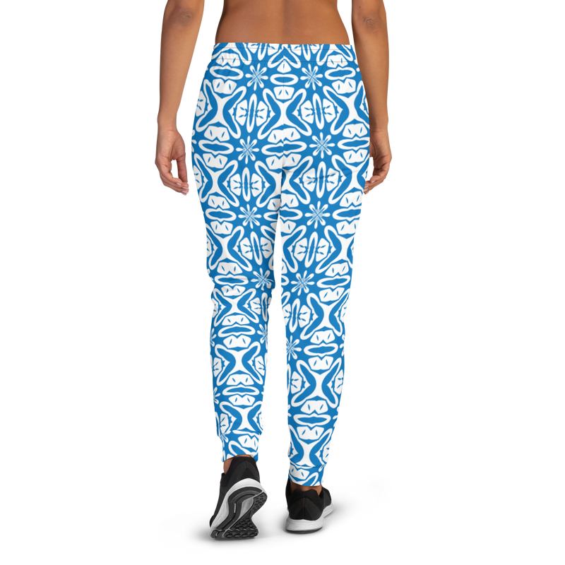 Product name: Recursia Modern MoirÃ© VI Women's Joggers In Blue. Keywords: Athlesisure Wear, Clothing, Print: Modern MoirÃ©, Women's Bottoms, Women's Joggers