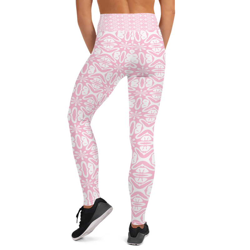 Product name: Recursia Modern MoirÃ© VI Yoga Leggings In Pink. Keywords: Athlesisure Wear, Clothing, Print: Modern MoirÃ©, Women's Clothing, Yoga Leggings