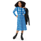 Product name: Recursia Modern MoirÃ© IV Long Sleeve Midi Dress In Blue. Keywords: Clothing, Long Sleeve Midi Dress, Print: Modern MoirÃ©, Women's Clothing