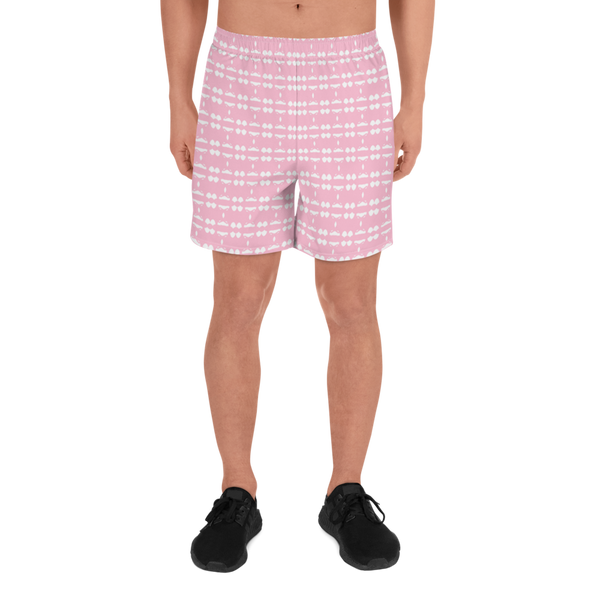 Product name: Recursia Modern MoirÃ© IV Men's Athletic Shorts In Pink. Keywords: Athlesisure Wear, Clothing, Men's Athlesisure, Men's Athletic Shorts, Men's Clothing, Print: Modern MoirÃ©