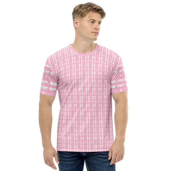 Product name: Recursia Modern MoirÃ© IV Men's Crew Neck T-Shirt In Pink. Keywords: Clothing, Men's Clothing, Men's Crew Neck T-Shirt, Men's Tops, Print: Modern MoirÃ©