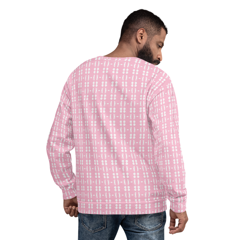 Product name: Recursia Modern MoirÃ© IV Men's Sweatshirt In Pink. Keywords: Athlesisure Wear, Clothing, Men's Athlesisure, Men's Clothing, Men's Sweatshirt, Men's Tops, Print: Modern MoirÃ©