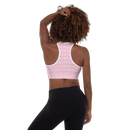 Product name: Recursia Modern MoirÃ© IV Padded Sports Bra In Pink. Keywords: Athlesisure Wear, Clothing, Print: Modern MoirÃ©, Padded Sports Bra, Women's Clothing