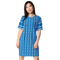 Product name: Recursia Modern MoirÃ© IV T-Shirt Dress In Blue. Keywords: Clothing, Print: Modern MoirÃ©, T-Shirt Dress, Women's Clothing