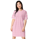 Product name: Recursia Modern MoirÃ© IV T-Shirt Dress In Pink. Keywords: Clothing, Print: Modern MoirÃ©, T-Shirt Dress, Women's Clothing