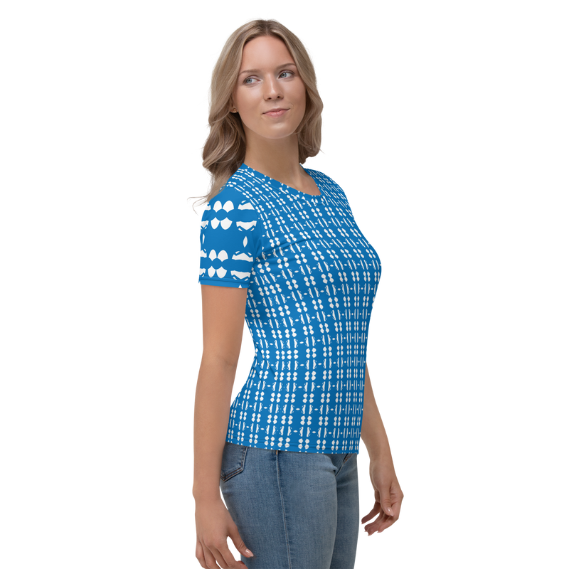 Product name: Recursia Modern MoirÃ© IV Women's Crew Neck T-Shirt In Blue. Keywords: Clothing, Print: Modern MoirÃ©, Women's Clothing, Women's Crew Neck T-Shirt