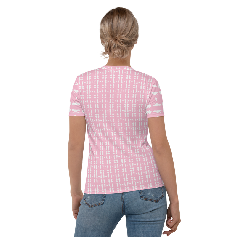 Product name: Recursia Modern MoirÃ© IV Women's Crew Neck T-Shirt In Pink. Keywords: Clothing, Print: Modern MoirÃ©, Women's Clothing, Women's Crew Neck T-Shirt