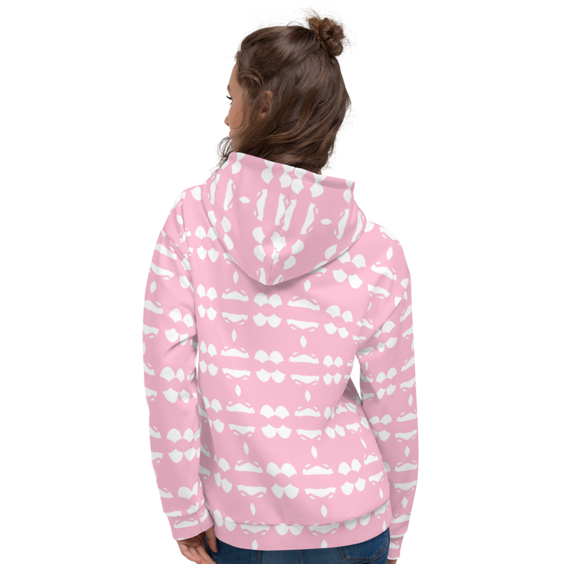 Product name: Recursia Modern MoirÃ© IV Women's Hoodie In Pink. Keywords: Athlesisure Wear, Clothing, Print: Modern MoirÃ©, Women's Hoodie, Women's Tops