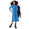 Product name: Recursia Modern MoirÃ© I Long Sleeve Midi Dress In Blue. Keywords: Clothing, Long Sleeve Midi Dress, Print: Modern MoirÃ©, Women's Clothing