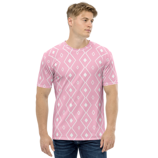 Product name: Recursia Modern MoirÃ© VII Men's Crew Neck T-Shirt In Pink. Keywords: Clothing, Men's Clothing, Men's Crew Neck T-Shirt, Men's Tops, Print: Modern MoirÃ©