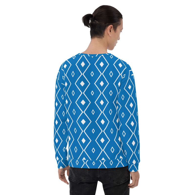 Product name: Recursia Modern MoirÃ© VII Men's Sweatshirt In Blue. Keywords: Athlesisure Wear, Clothing, Men's Athlesisure, Men's Clothing, Men's Sweatshirt, Men's Tops, Print: Modern MoirÃ©