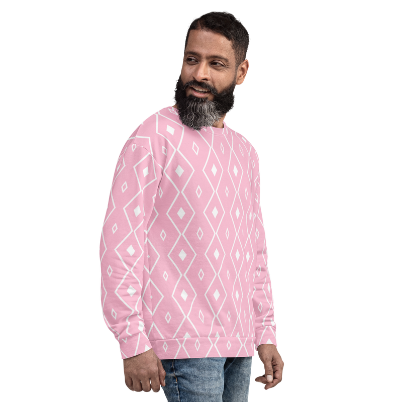 Product name: Recursia Modern MoirÃ© VII Men's Sweatshirt In Pink. Keywords: Athlesisure Wear, Clothing, Men's Athlesisure, Men's Clothing, Men's Sweatshirt, Men's Tops, Print: Modern MoirÃ©