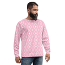 Product name: Recursia Modern MoirÃ© VII Men's Sweatshirt In Pink. Keywords: Athlesisure Wear, Clothing, Men's Athlesisure, Men's Clothing, Men's Sweatshirt, Men's Tops, Print: Modern MoirÃ©