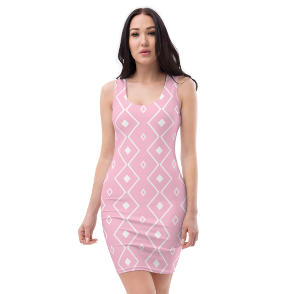 Product name: Recursia Modern MoirÃ© VII Pencil Dress In Pink. Keywords: Clothing, Print: Modern MoirÃ©, Pencil Dress, Women's Clothing