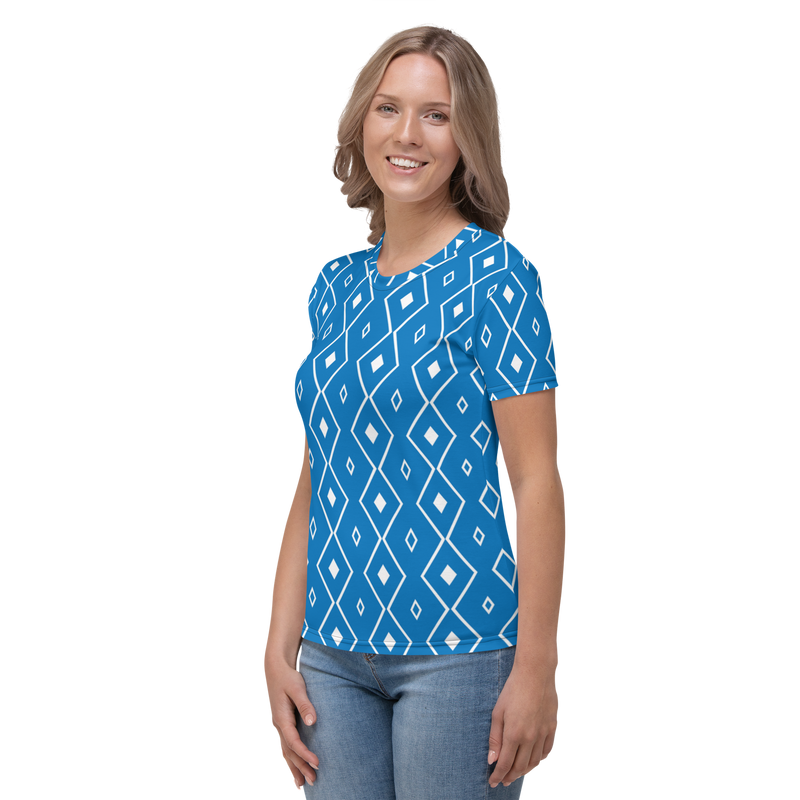 Product name: Recursia Modern MoirÃ© VII Women's Crew Neck T-Shirt In Blue. Keywords: Clothing, Print: Modern MoirÃ©, Women's Clothing, Women's Crew Neck T-Shirt