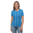 Product name: Recursia Modern MoirÃ© VII Women's Crew Neck T-Shirt In Blue. Keywords: Clothing, Print: Modern MoirÃ©, Women's Clothing, Women's Crew Neck T-Shirt