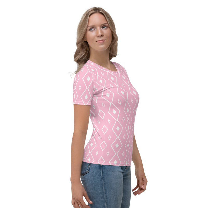 Product name: Recursia Modern MoirÃ© VII Women's Crew Neck T-Shirt In Pink. Keywords: Clothing, Print: Modern MoirÃ©, Women's Clothing, Women's Crew Neck T-Shirt