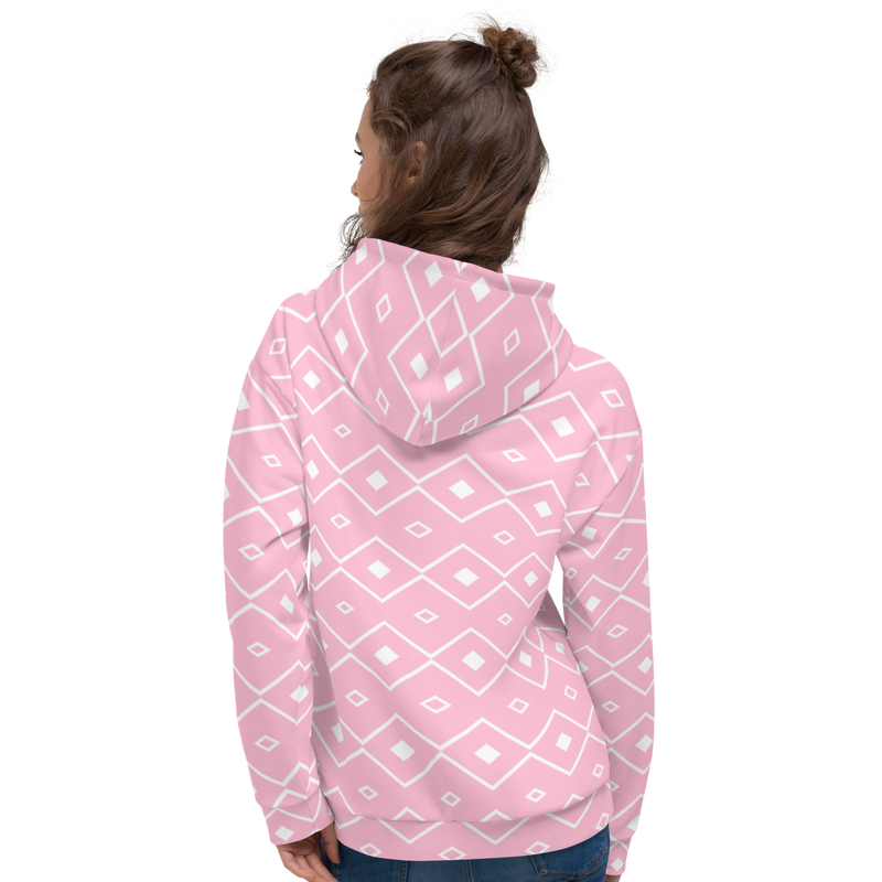 Product name: Recursia Modern MoirÃ© VII Women's Hoodie In Pink. Keywords: Athlesisure Wear, Clothing, Print: Modern MoirÃ©, Women's Hoodie, Women's Tops