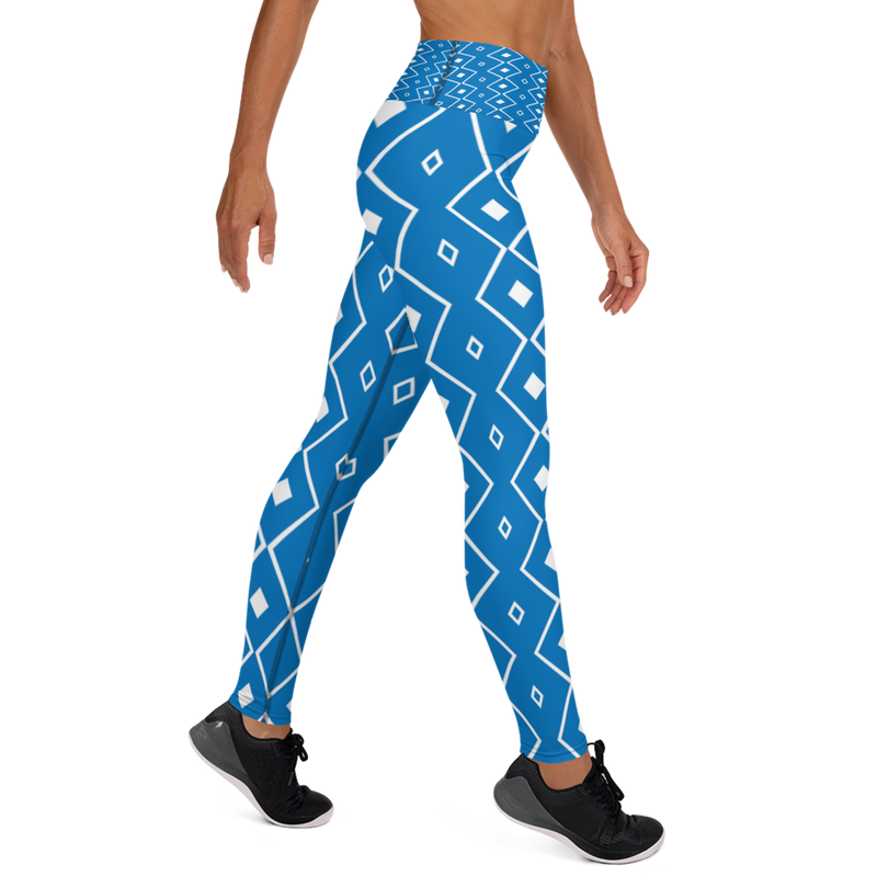 Product name: Recursia Modern MoirÃ© VII Yoga Leggings In Blue. Keywords: Athlesisure Wear, Clothing, Print: Modern MoirÃ©, Women's Clothing, Yoga Leggings
