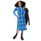 Product name: Recursia Modern MoirÃ© Long Sleeve Midi Dress In Blue. Keywords: Clothing, Long Sleeve Midi Dress, Print: Modern MoirÃ©, Women's Clothing