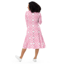 Product name: Recursia Modern MoirÃ© Long Sleeve Midi Dress In Pink. Keywords: Clothing, Long Sleeve Midi Dress, Print: Modern MoirÃ©, Women's Clothing