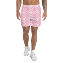 Product name: Recursia Modern MoirÃ© VIII Men's Athletic Shorts In Pink. Keywords: Athlesisure Wear, Clothing, Men's Athlesisure, Men's Athletic Shorts, Men's Clothing, Print: Modern MoirÃ©