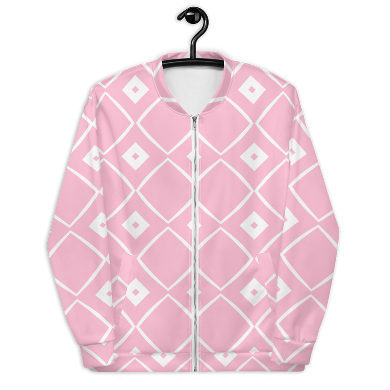 Product name: Recursia Modern MoirÃ© VIII Men's Bomber Jacket In Pink. Keywords: Clothing, Men's Bomber Jacket, Men's Clothing, Men's Tops, Print: Modern MoirÃ©