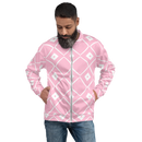 Product name: Recursia Modern MoirÃ© VIII Men's Bomber Jacket In Pink. Keywords: Clothing, Men's Bomber Jacket, Men's Clothing, Men's Tops, Print: Modern MoirÃ©