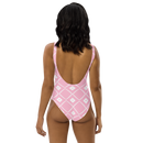 Product name: Recursia Modern MoirÃ© VIII One Piece Swimsuit In Pink. Keywords: Clothing, Print: Modern MoirÃ©, One Piece Swimsuit, Swimwear, Unisex Clothing