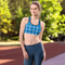 Product name: Recursia Modern MoirÃ© VIII Padded Sports Bra In Blue. Keywords: Athlesisure Wear, Clothing, Print: Modern MoirÃ©, Padded Sports Bra, Women's Clothing