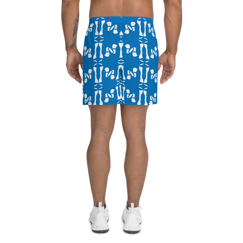 Product name: Recursia Modern MoirÃ© Men's Athletic Shorts In Blue. Keywords: Athlesisure Wear, Clothing, Men's Athlesisure, Men's Athletic Shorts, Men's Clothing, Print: Modern MoirÃ©