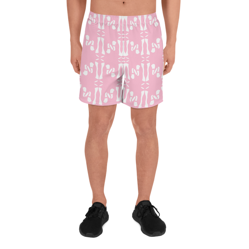 Product name: Recursia Modern MoirÃ© Men's Athletic Shorts In Pink. Keywords: Athlesisure Wear, Clothing, Men's Athlesisure, Men's Athletic Shorts, Men's Clothing, Print: Modern MoirÃ©