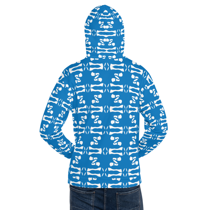 Product name: Recursia Modern MoirÃ© Men's Hoodie In Blue. Keywords: Athlesisure Wear, Clothing, Men's Athlesisure, Men's Clothing, Men's Hoodie, Men's Tops, Print: Modern MoirÃ©