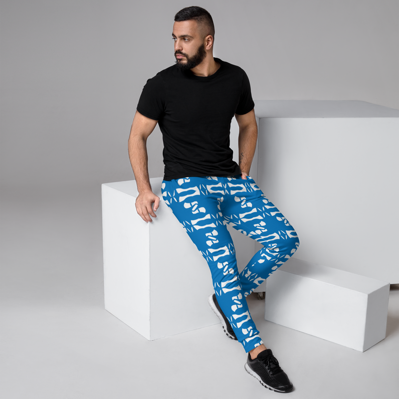 Product name: Recursia Modern MoirÃ© Men's Joggers In Blue. Keywords: Athlesisure Wear, Clothing, Men's Athlesisure, Men's Bottoms, Men's Clothing, Men's Joggers, Print: Modern MoirÃ©