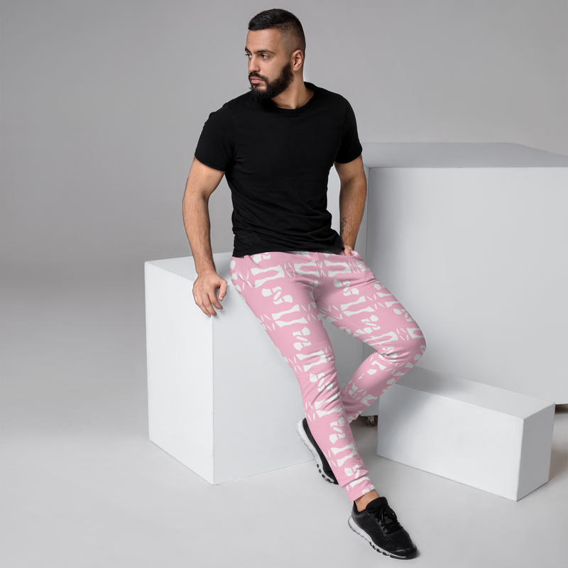 Product name: Recursia Modern MoirÃ© Men's Joggers In Pink. Keywords: Athlesisure Wear, Clothing, Men's Athlesisure, Men's Bottoms, Men's Clothing, Men's Joggers, Print: Modern MoirÃ©