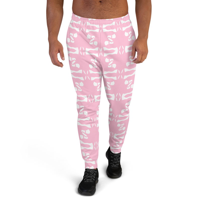 Product name: Recursia Modern MoirÃ© Men's Joggers In Pink. Keywords: Athlesisure Wear, Clothing, Men's Athlesisure, Men's Bottoms, Men's Clothing, Men's Joggers, Print: Modern MoirÃ©