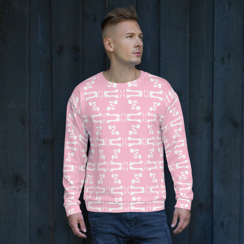 Product name: Recursia Modern MoirÃ© Men's Sweatshirt In Pink. Keywords: Athlesisure Wear, Clothing, Men's Athlesisure, Men's Clothing, Men's Sweatshirt, Men's Tops, Print: Modern MoirÃ©